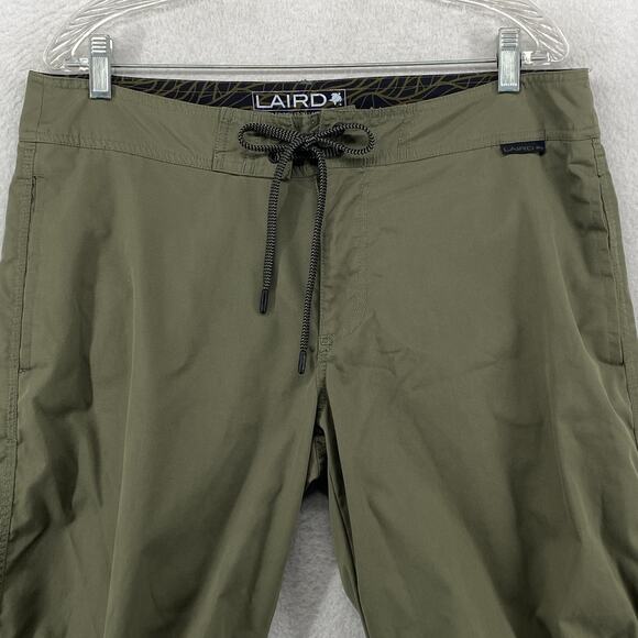 LAIRD Pants Mens 34 Performance Hiking Ankle Zip Drawstring Cotton Blend Green - Picture 3 of 16